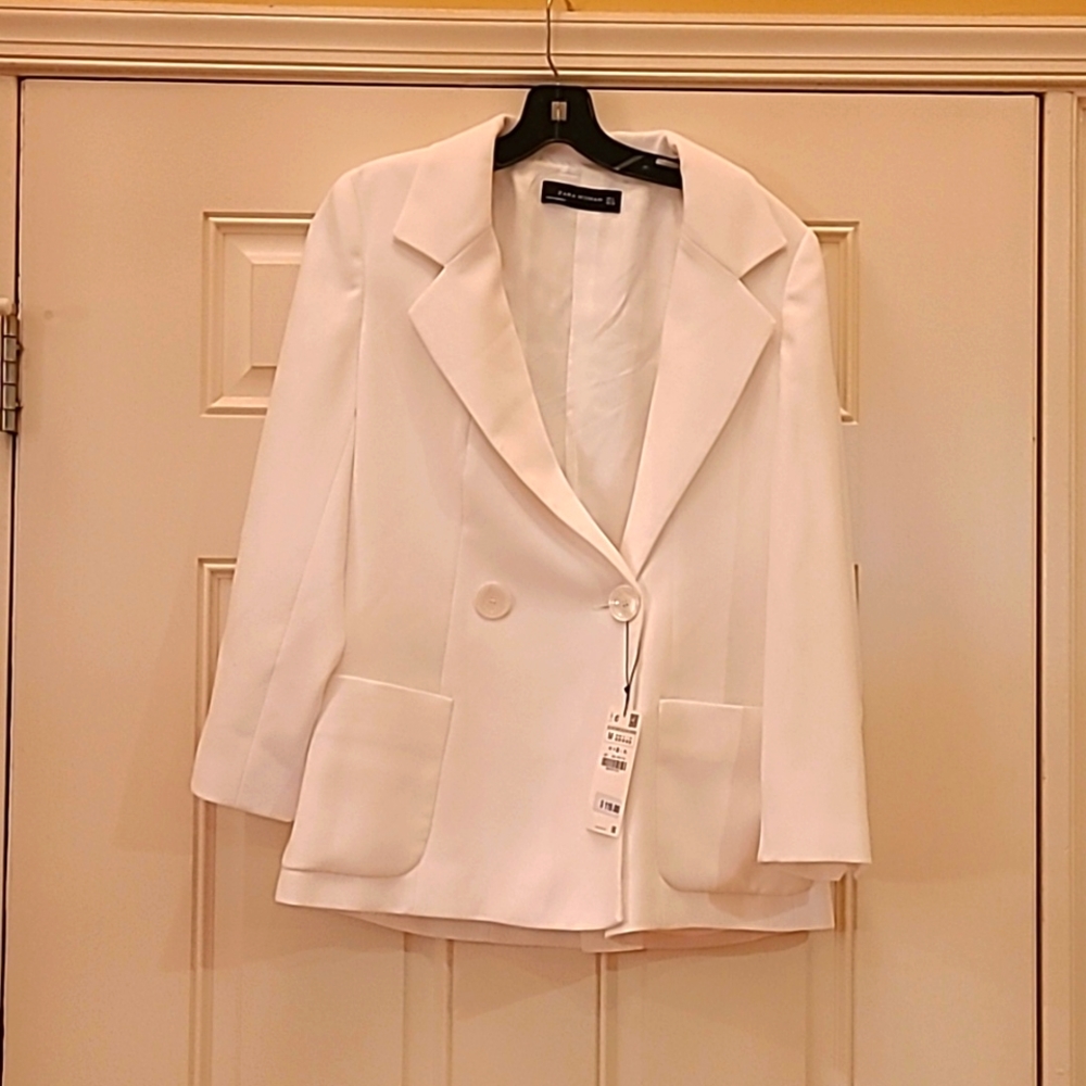 Zara Woman Crisp White Blazer